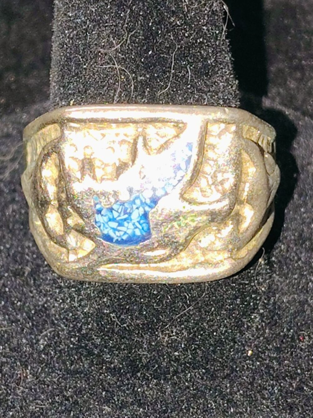 Vintage Camp Fire Girls Bluebird Ring – Size 8.5 • Mid‑Century Enamel